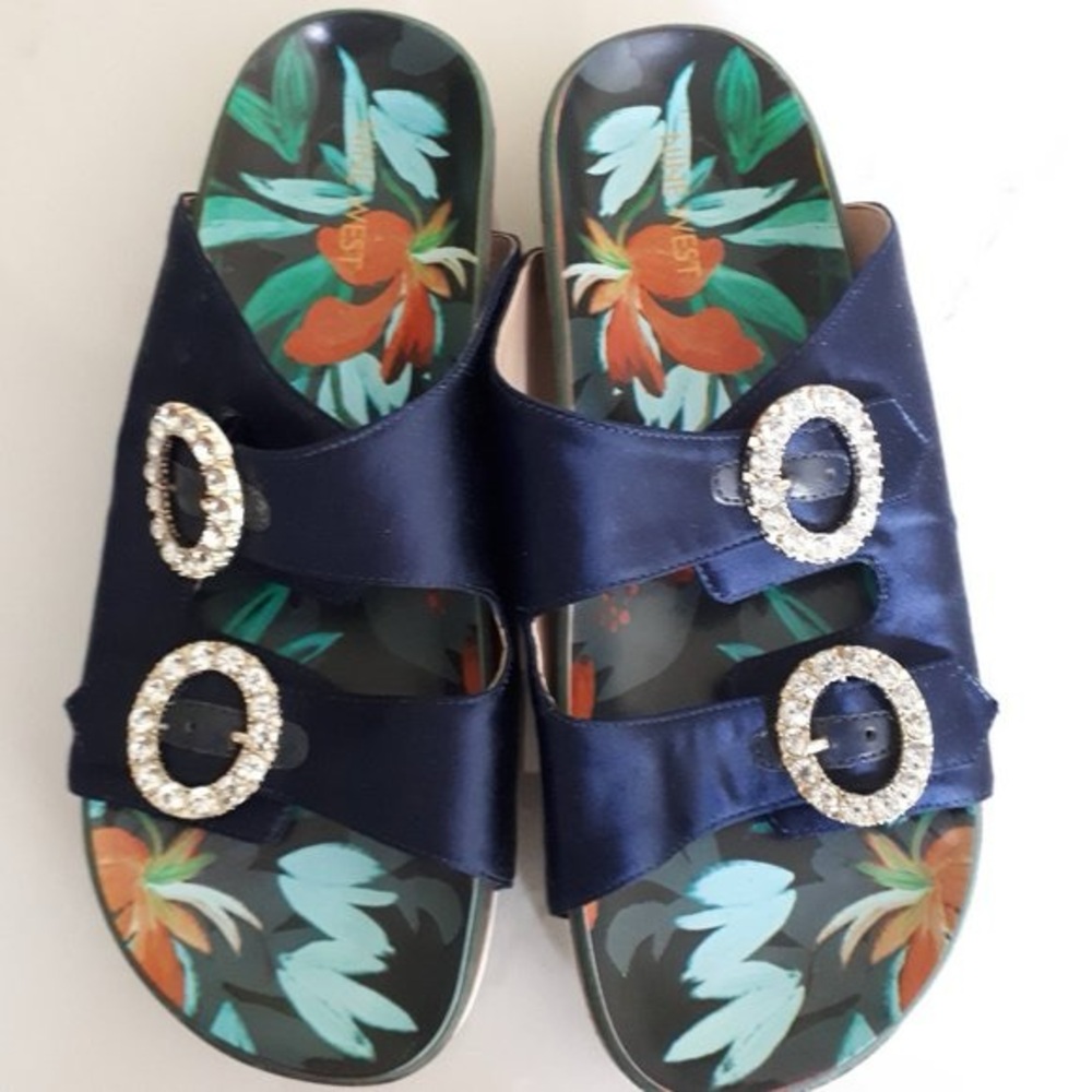 COPY - Nine West inchI'll Waitinch blue slide, Size 10M